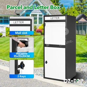 Parcel Post Storage Drop Box Outdoor Key Lock Post Letter Mail Package Box Steel - Picture 1 of 12