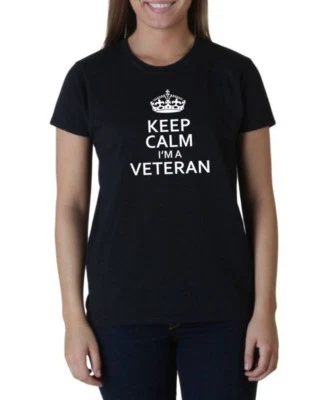 Camisa para mujer Keep Calm I'm A Veteran Day Abuela Regalo Ejército de Estados Unidos Patriótica Foto 1 de 2