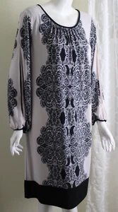 RM Richards Sz 14 XL Beige Gray Black Paisley Knit Straight Tunic or Dress - Picture 1 of 9