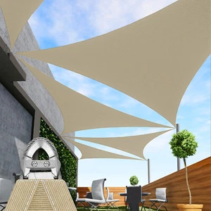 31/32/33/34FT Sand Triangle Outdoor Steel Cable Sun Shade Sail Canopy Cover - Picture 1 of 8