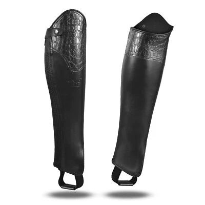 Medio chaps de cuero con diseño de cocodrilo para montar a caballo. ¡Guantes de cuero gratis incluidos! Foto 1 de 4
