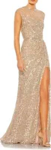 Vestido Mac Duggal Desnudo Ilusión Cuello Lentejuelas Talla 6 $498 - Imagen 1 de 2