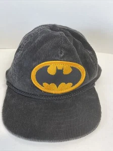 Vtg 80s 90s BATMAN Logo Cap Zip Back Corduroy Hat DC Comics Original Movie - Picture 1 of 9