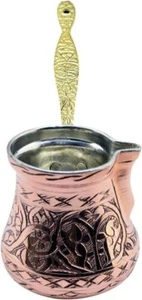 Heavy Duty Engraved Copper Turkish Greek Coffee Pot Stovetop Coffee Maker Cezve - Picture 1 of 4