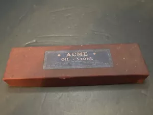 Combinación de piedra de aceite vintage ACME en caja, herramientas finas/gruesas y carpinteros, EE. UU. - Imagen 1 de 7