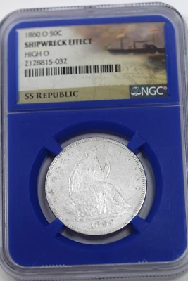 1860-O High O Seated Half Dollar - NGC Shipwreck Effect SS Republic - Image 1 of 4