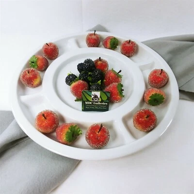 Serving Platter Ceramic Divided White 5 Sections - Image 1 of 4
