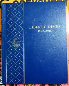 Starter set of 12 Barber Liberty SILVER Dimes 1893 - 1911D in 1960 Whitman Album - Picture 1 of 17