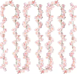 Cherry Blossom Garland Artificial Cherry Flower Vines 2 Pack Hanging Silk Flower - Picture 1 of 6