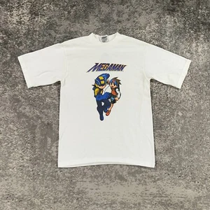 Vintage Mega Man Shirt Boys 14 White Crew Neck 15th Anniversary Promo Logo Y2K - Picture 1 of 12