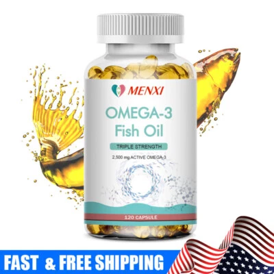 Cápsulas de aceite de pescado Omega 3 2160 mg 3x fuerza EPA y DHA, máxima potencia 120 píldoras Foto 1 de 4