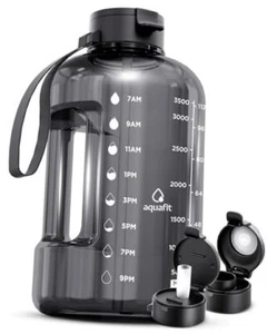 1 Gallon Water Bottle with Time Marker - Straw & Chug Lid - 128 Ounces Gray - Picture 1 of 7