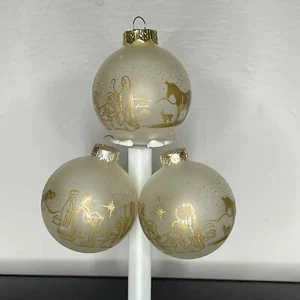 Vintage Rauch Opaque Glass Ornaments Gold Nativity Set of 3 READ below - Picture 1 of 7