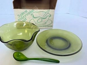 Vintage Indiana Glass 3 Piece Mayonnaise Set In Original Box 2128 - Picture 1 of 8