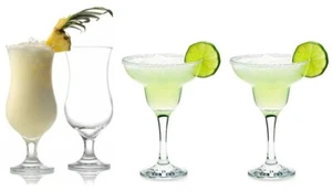 4x Cocktail glasses (2x Margarita Drinking Glasses + 2x Fiesta Hurricane) - Picture 1 of 5