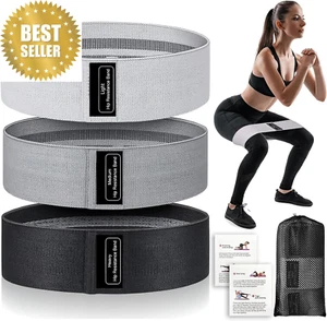 Resistance Bands Set for Legs & Butt Non-Slip Fabric Booty Bands 3-Pack - Picture 1 of 12