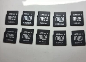 Job Lot 10 x MiniSD Memory Card for Nokia Mini SD 128mb rare - Picture 1 of 2