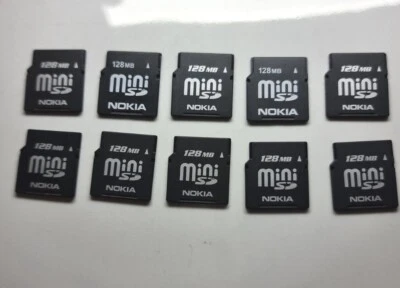 Job Lot 10 x MiniSD Memory Card for Nokia Mini SD 128mb rare  - Image 1 of 2