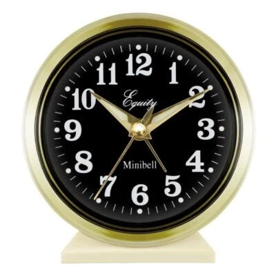 Keywind Analog Alarm Clock Loud Bell 4 in Round Brass Metal Vintage Wind-Up - Image 1 of 4