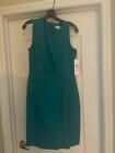 Calvin Klein CD9C1Q48 Green Stretch Crepe Drape Front Pleat Sheath Dress Size 10