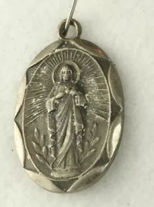 VINTAGE STERLING SILVER SACRED HEART OF JESUS OUR LADY OF MOUNT CARMEL MEDAL - Picture 1 of 1