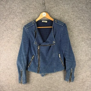 Sansovino 6 Jacket Womens Size Small Blue Denim Moto Asymmetrical Zip Biker Ital - Picture 1 of 15