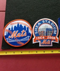 VINTAGE MLB NEW YORK METS PATCHES 1964-2008 Shea Stadium & LOGO 2 Pc. Lot NEW - Picture 1 of 2