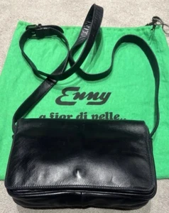 ENNY-ICONIC ITALIAN VINTAGE-MEDIUM SOFT LEATHER-CROSS BODY BAG IN NAVY BLUE-VGC. - Picture 1 of 19