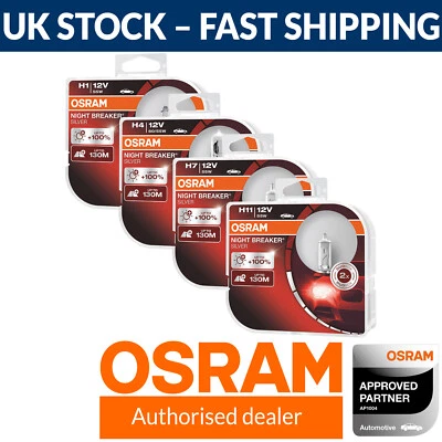 OSRAM Night Breaker Silver Car Headlight Bulbs H1 H4 H7 H11 Fittings - Image 1 of 2