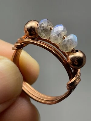 Labradorite / Spectrolite Copper RING Size 9.5 ONLY Artisan-crafted Polished P50 - Image 1 of 4