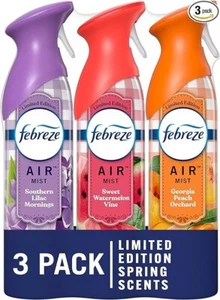 Febreze Air Mist Odor-Fighting Air Freshener Lilac, Watermelon, Peach Pack of 3 - Picture 1 of 5