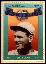 1992 ST. VINCENT HOF HEROES STAMPS #2 DIZZY DEAN ST. LOUIS CARDINALS