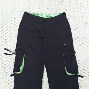 Vtg Nike Sportswear Womens Y2K Green Camo Cargo Wide Leg Pants Black - Medium - Picture 1 of 12