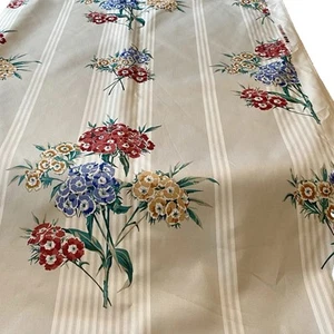 VTG 5th Avenue Designs Floral Bouquet Stripe Glazed Cotton Chintz Fabric 8 3/4yd - Picture 1 of 15