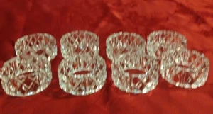 Vtg Lead Crystal Diamond Pattern Napkin Rings Set Of 8 - Picture 1 of 4