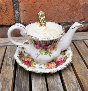 Decorative ROYAL ALBERT Old Country Roses "Cappuccino" Teapot Ornament - RARE - Picture 1 of 11