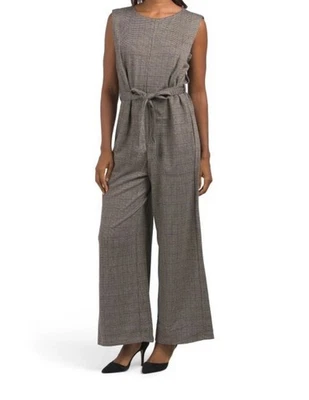 Mono para mujer Max Studios gris pierna ancha con cinturón Foto 1 de 4