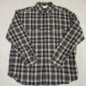J Crew Shirt Mens XL Gray Black Plaid Flannel Button Front Double Pocket Oarsman - Picture 1 of 14