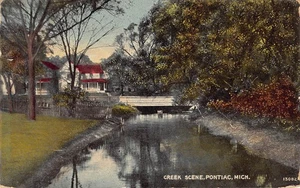 Postal de recuerdo vintage de Pontiac Michigan de la escena de Creek de 1912 - Imagen 1 de 2