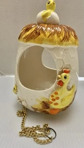 Vtg. Ceramic Chicken & Chic in Egg Hanging Planter with Chain Sears 1976 Japan - Picture 1 of 19