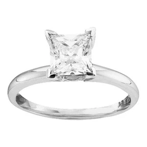 Diamond Princess Solitaire Engagement Ring 14k White Gold 1/6cttw - Picture 1 of 2