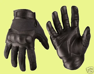 Polizei Security Leder Aramid Schnittschutz Handschuhe Knöchelschutz Protektoren - Bild 1 von 9