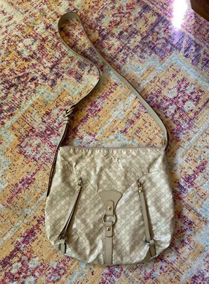 Gheradini Authentic Nylon/Leather Tan Hobo Bag With Flaw - Image 1 of 4