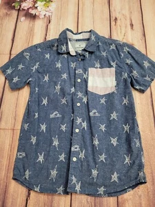 Quicksilver Reg Fit Junior Boys Sz M (12) Button-Down Shirt Stars, Short Sleeve - Picture 1 of 7