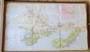 1985 Crimean Peninsula UA Soviet Guide Map Russian Wall Map Poster USSR Vintage - Picture 1 of 10