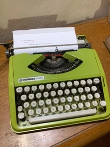 HERMES BABY Ltd Edition TYPEWRITER LIME GREEN CURSIVE - WORKS ! ! - Picture 1 of 10