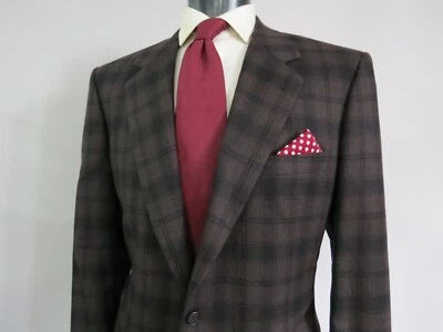 Abrigo deportivo reciente Brioni Italia "Palatino" a cuadros audaces dos botones ventilación lateral 48 L Foto 1 de 4