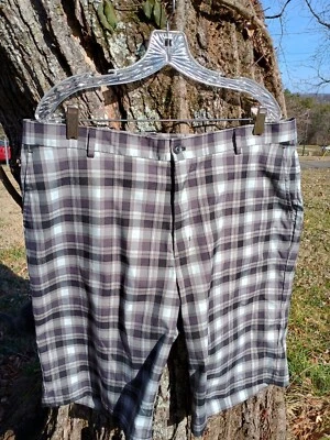 Pantalones cortos deportivos de golf Slazenger (negro gris blanco) a cuadros talla 38 Foto 1 de 4