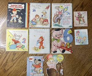 10 Vintage Hallmark Vergissmeinnicht Geburtstagskarten verschiedene Fell Puff mehr - Bild 1 von 12
