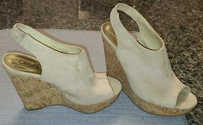 Carlos Santana Cuña Eslinga Peep-Toe Bronceado Gamuza Talla 8 Foto 1 de 4